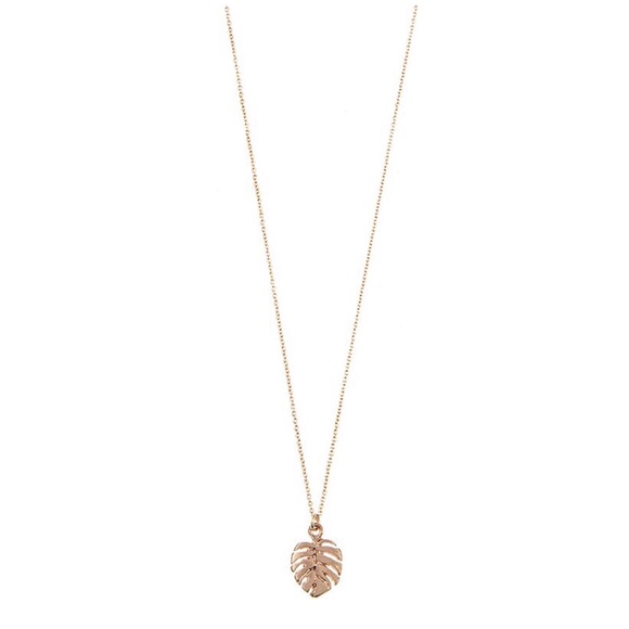 Jewelry - Rose Gold Monstera Tropical Palm Leaf Pendent